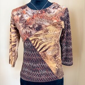 Exotic Animal Print Patchwork Top